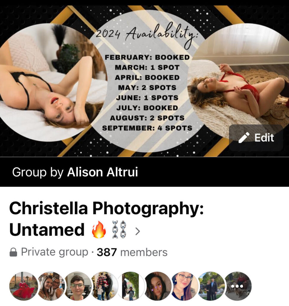 Christella Boudoir Facebook VIP Group Header