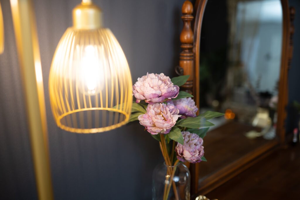 light flowers and a vanity in christella boudoir a cleveland boudoir photographer studio